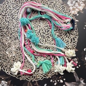 Handmade Multicolor Tassel hair accessories - Pink, Teal & White